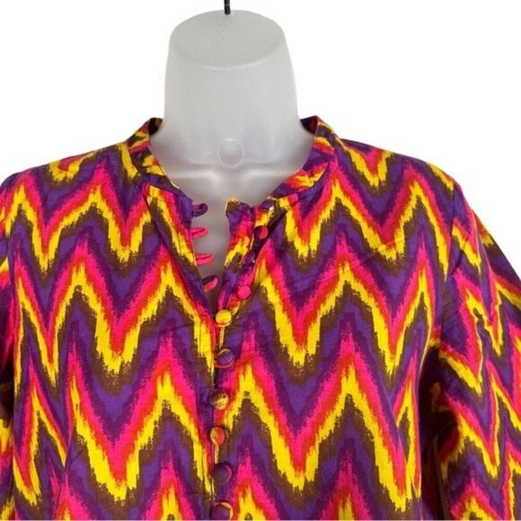 Melange Multi Color Ikat Pattern Tunic Sz M - Picture 3 of 6
